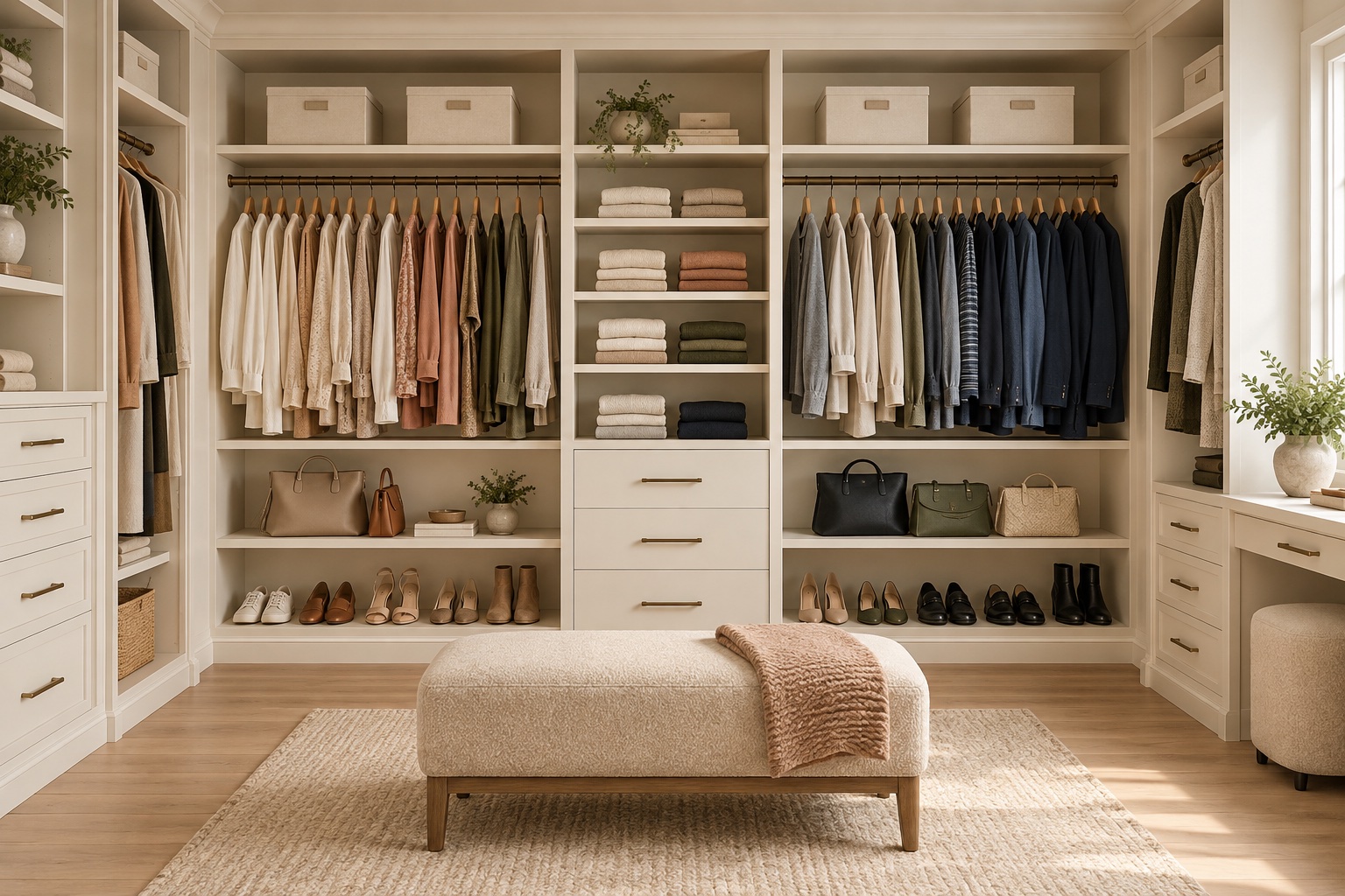 Illustrative organized closet